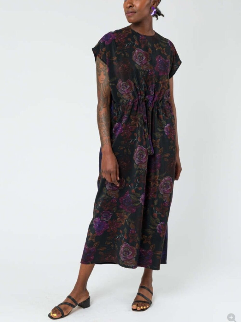 Anntian Simple Silk Dress in Floral Print